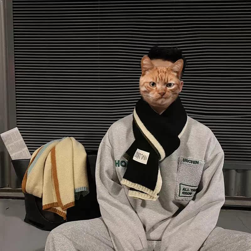 Day Series Cashmere Scarves for men Winter boyfriends Birthday Gifts Students Han Edition Nets Red Knit Warm Lovers Surround the Neck Tide