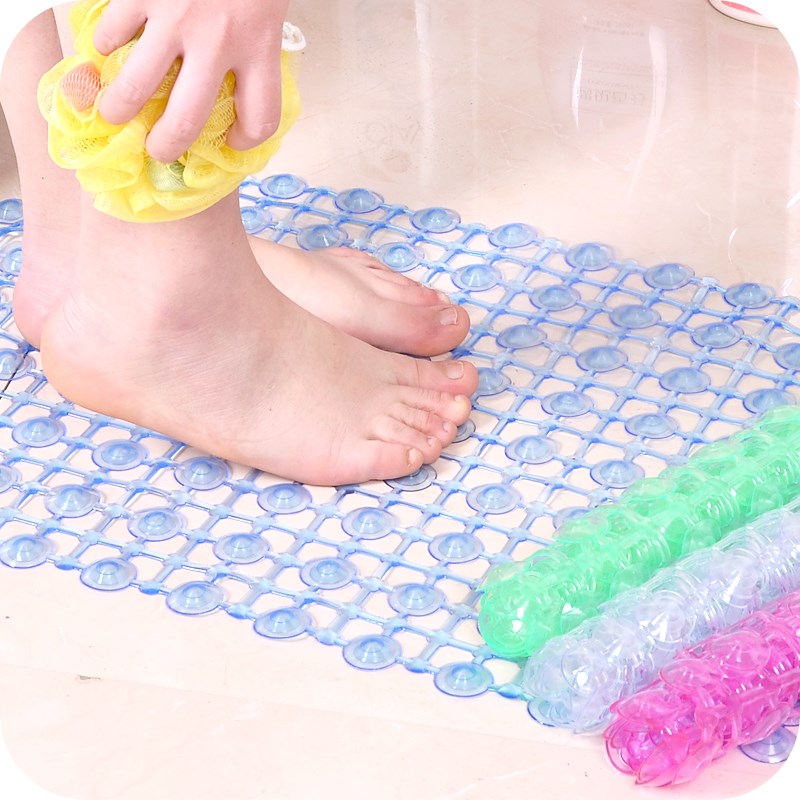 Solid color transparent plastic bathroom non-slip mat bath tub floor mat with suction cup shower room bathroom floor mat bath mat