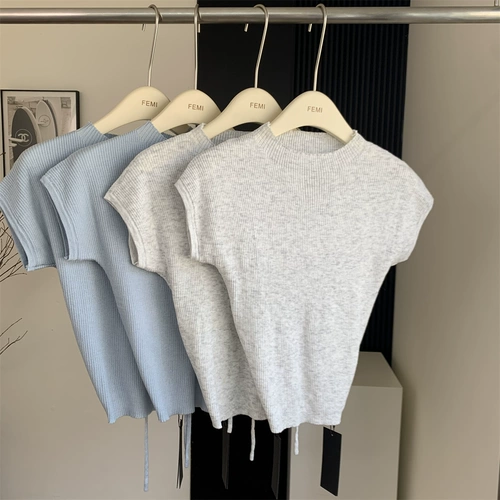 Летняя трикотажная приятная телу футболка с коротким рукавом, 2025 года