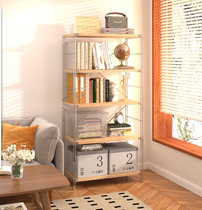Japanese style storage rack floor-standing ins style kitchen simple storage rack log style study multi-layer display shelf balcony