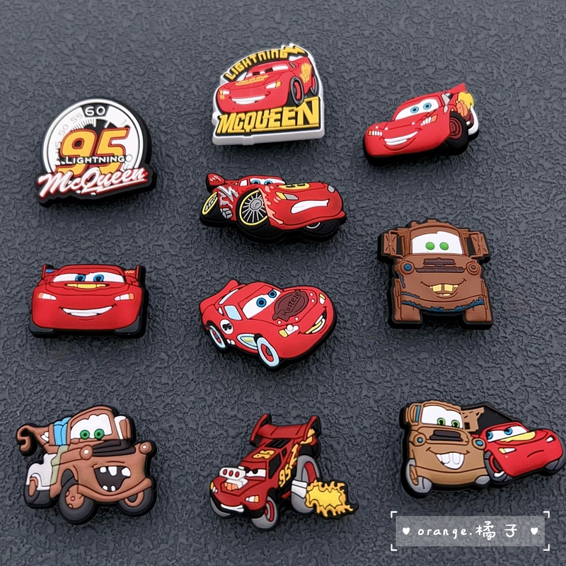 Crocs Shoe Charms Accessories Compatible with Crocs Decorative Buckle Accessories Cartoon Cars Lightning Mcqueen Shoe Charms
