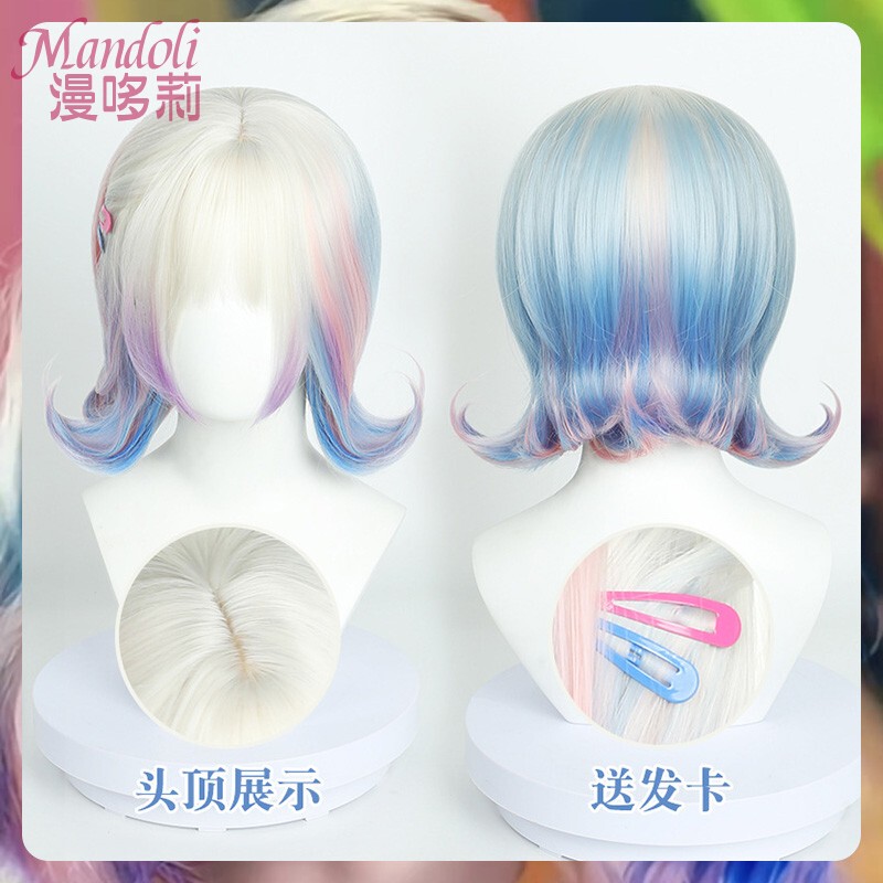 Mandoli American Tv Series Wednesday Cosplay Wig Little Red Riding Hood 2 Enid Sinclair Colorful Scalp Short Curly Hair