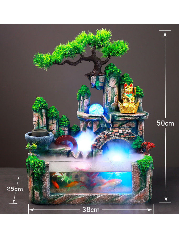 Circulating water fish tank with oxygen small mini free water change living room home desktop lazy creative ecological landscaping