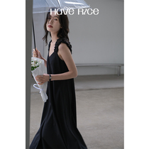 HAVERICE Meals Neon Convenience Store] Out of the sheet Divine Instrumental Small Flying Cuff Design Sensation V Collar Harness Dress and Skirt Summer