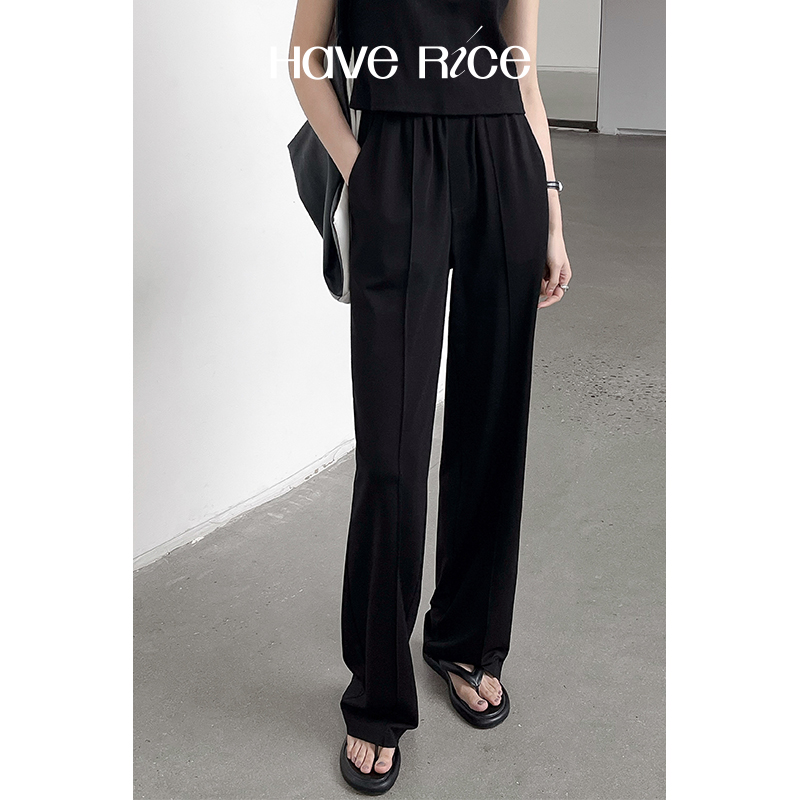 HAVERICE Dining Hall Neon Convenience Store] upper body supermodel legs Lean Pituality Thin and Drag West Suit Pants women Summer