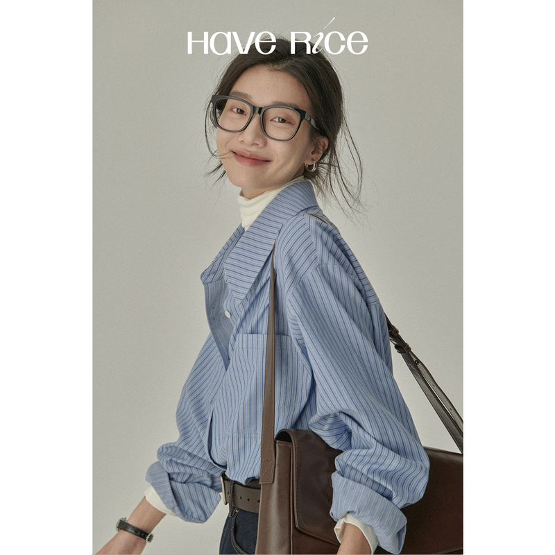Haverice Restaurant Classic Series 2026 Xinjiang Long-Staple Cotton Spring and Autumn Striped Shirt New Shirt