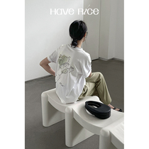 HAVERICE Dining Hall Black Tech Cold Sensation Anti-bacterial Art Print 20222 Summer New Loose Short Sleeve T-Shirt Woman