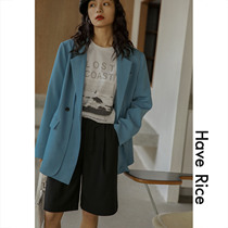  HAVERICE restaurant black temperament small suit design sense casual all-match blazer does not return or change