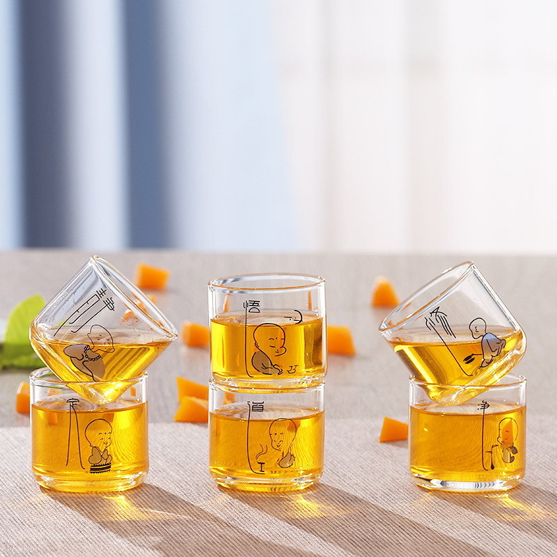 Glass teacup small cup master cup single thickened heat-resistant small teacup transparent kung fu tea set handmade