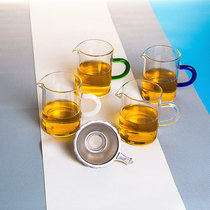 Glass male cup thickened heat-resistant tea divider public Cup with handlew kung fu tea set large transparent Tea Sea tea tea leak set