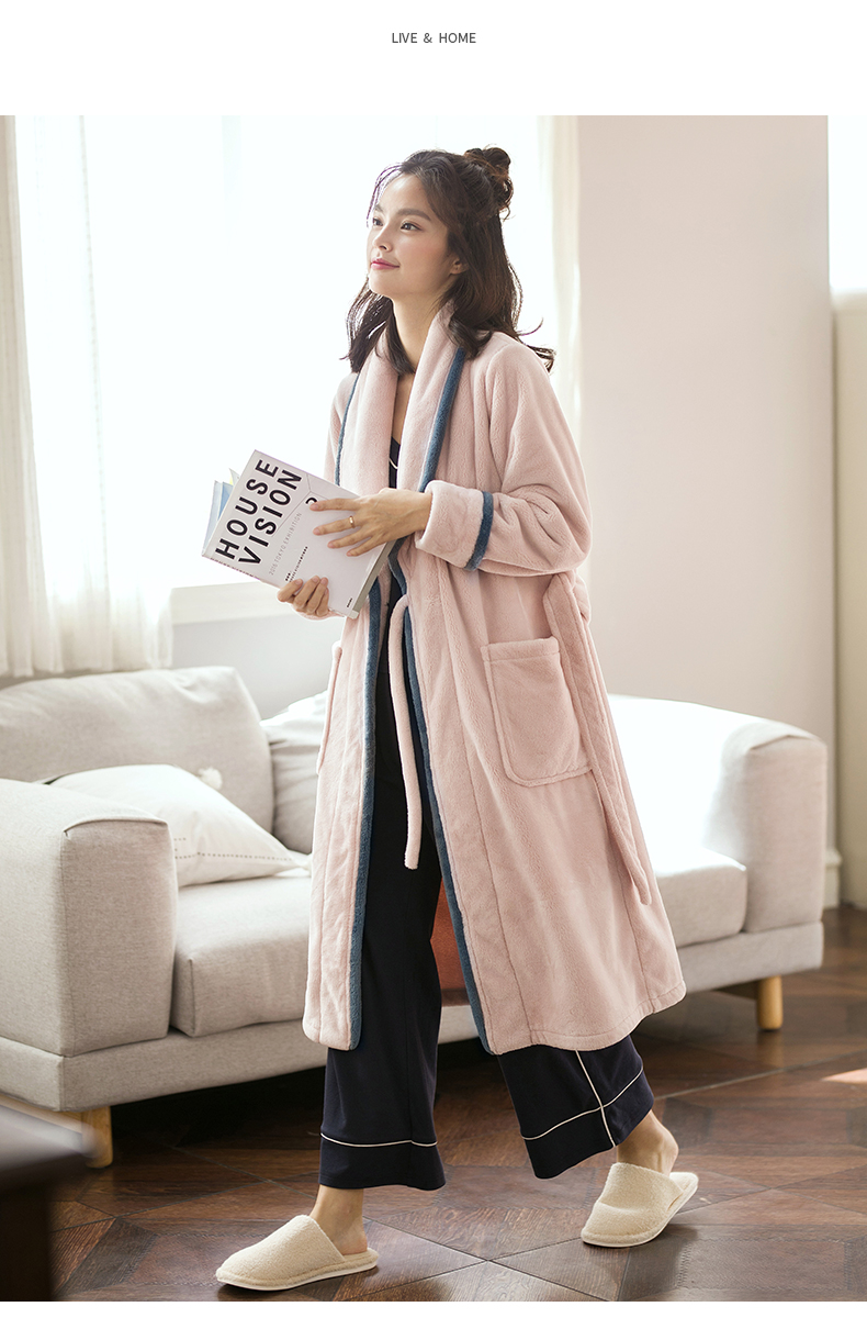 Jing Yun đôi đồ ngủ mùa đông dày ấm áp dài tay phụ nữ nhà dịch vụ đoạn dài flannel nam áo ngủ áo ngủ nữ