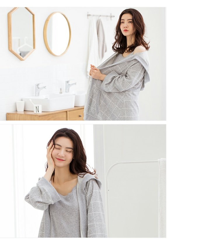 Jing Yun mùa thu mới phụ nữ cotton dài tay đồ ngủ đơn giản dịch vụ nhà giản dị áo ngủ màu rắn lỏng áo mùa xuân - Night Robe bộ pijama