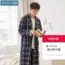 Jing Yun mùa thu vài bộ đồ ngủ cotton phục vụ nhà phù hợp với phụ nữ kẻ sọc áo dài tay áo len nam quần áo nhà - Night Robe áo choàng ngủ nam Night Robe