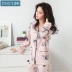 Jing Yun mới đồ ngủ nữ mùa thu cotton Hàn Quốc dài tay cotton cardigan phù hợp với thời trang ve áo phụ nữ dịch vụ nhà mùa xuân - Bên ngoài ăn mặc