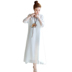 Phong cách dân tộc 2019 hè mới thêu hoa văn nghệ thuật fan hâm mộ bằng vải lanh cotton mỏng một chiếc váy dài - Váy eo cao 	váy body nhún eo Váy eo cao