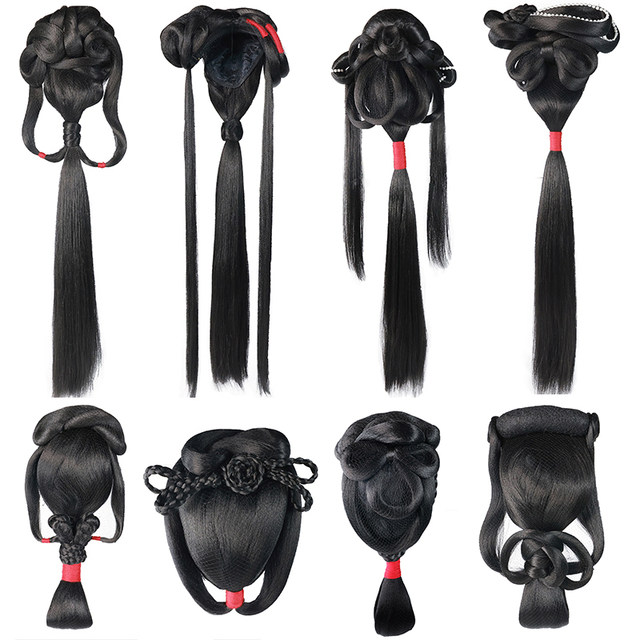 Ancient style Hanfu Ming-made bride's back-pressed wig for newbies lazy all-in-one Tang style Tang style back area hair package