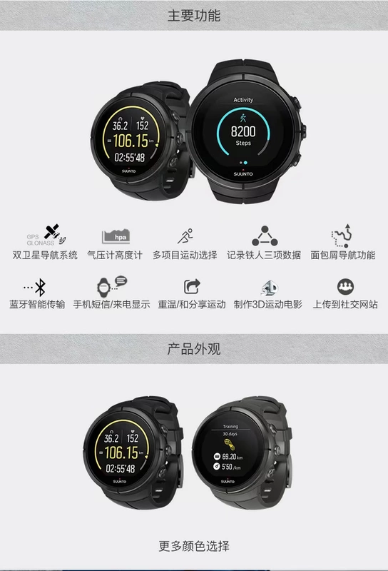 SUUNTO SSpartan Spartan Ultra HR đồng hồ nhịp tim bằng titan màu đen - Giao tiếp / Điều hướng / Đồng hồ ngoài trời