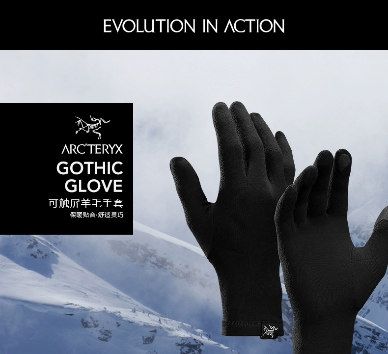 ARCTERYX Arcteryx Ngoài trời có thể chạm vào len Găng tay ấm nhẹ Găng tay gothic 21294 găng tay lưới