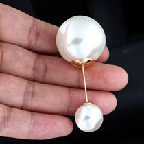 Large double head size pearl pin neckline pin brooch cardigan scarf shawl brooch female collar