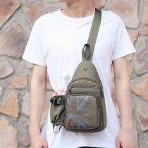 Walk small backpack male side drain cup teapot position anti-splash water cloth headphone Comey character IPADMINI chest bag