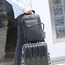 Mens single shoulder skew satchel large chest bag square rain proof card bag USB pull rod insert with 14 inch computer university bag