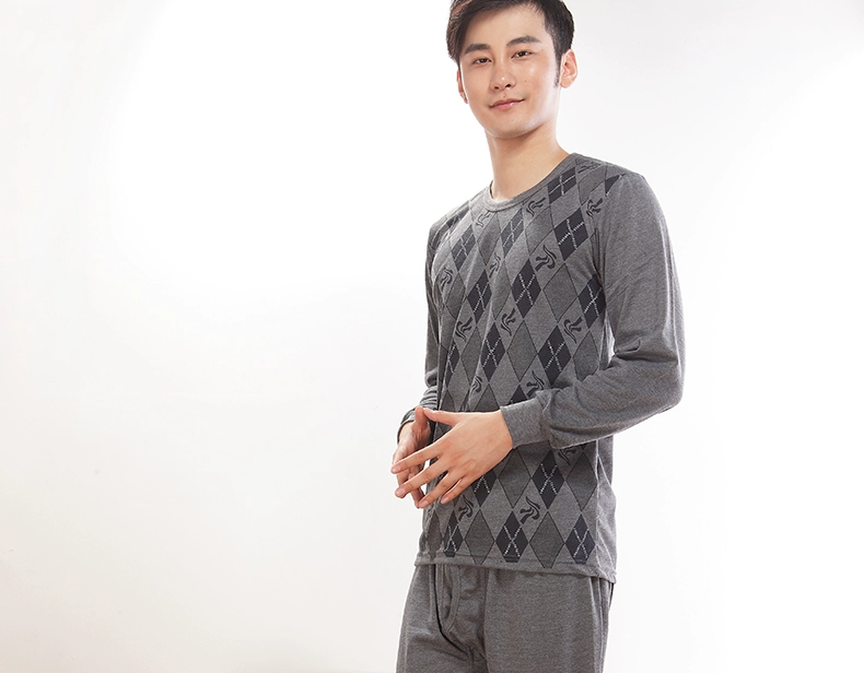 Qiuyi Qiuku Trung niên cotton mỏng phần cơ sở đồ lót nhiệt cotton nam cao cổ áo len thiết lập