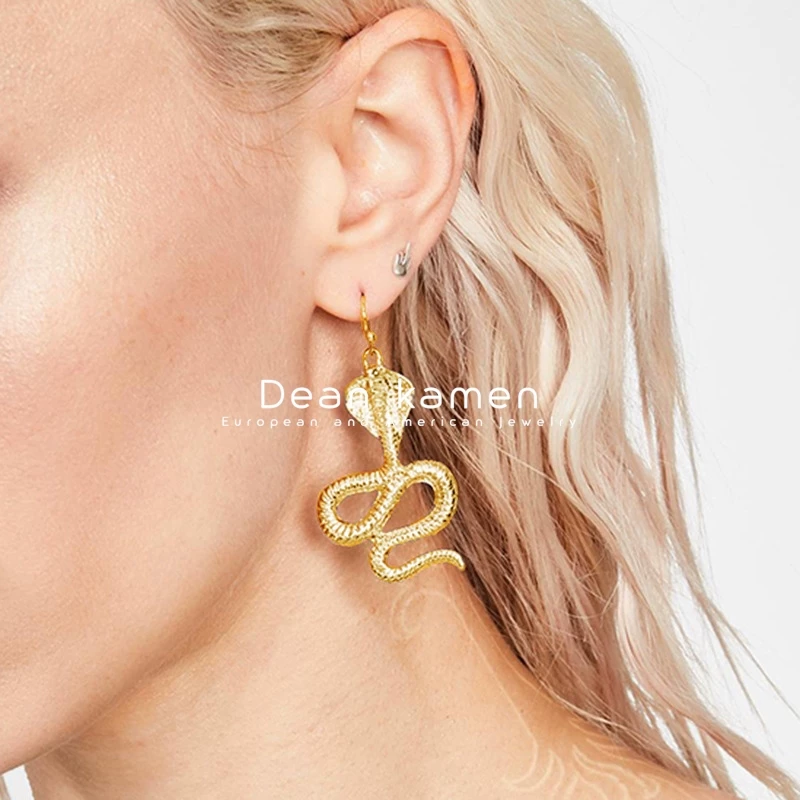 Snake Earring ladies个性夸张长版蛇纹蛇耳针耳环饰серьги