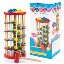 Wooden knocking ball landing ladder color tapping table rotating table children knocking music and tapping hands-on educational toys