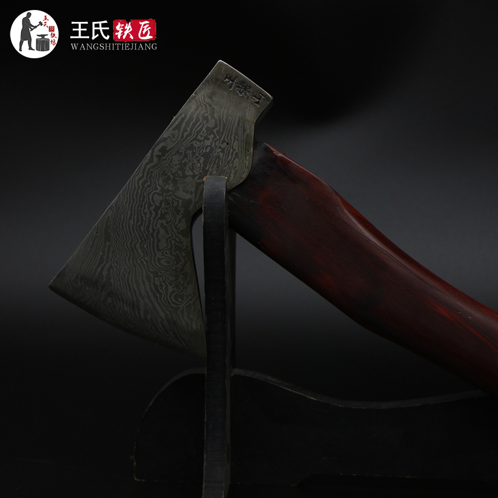 Wang's blacksmith hand-forged with patterned axe retro tomahawk Damascus Tomahawk Tomahawk Open Outdoor Axe
