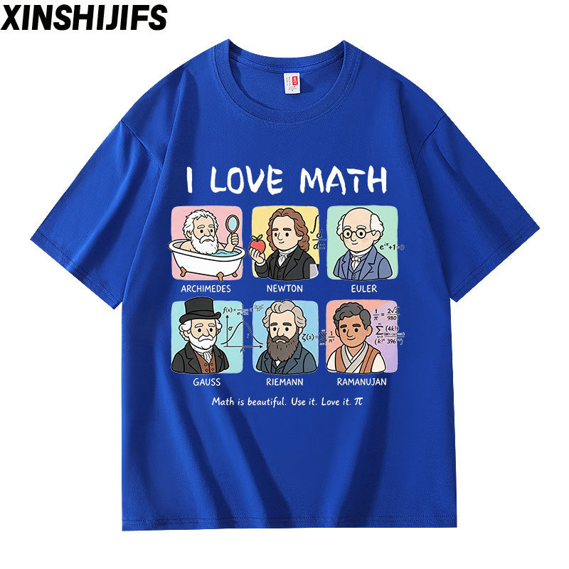 I Love Math Short-Sleeve T-Shirt Mathematician Unisex Pure Cotton Round Neck Loose Creative Top Student Top Student Clothing Summer