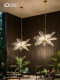 French-Style Floral Light Luxury Living Room Resin Chandelier, High-End Designer Dining Room Chandelier, Modern Minimalist Leaf Chandelier