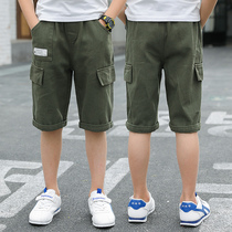 Boys shorts summer childrens five-point pants 2021 new overalls thin casual pants medium and large childrens seven-point pants