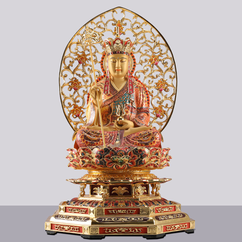 Taiwan pure copper gilt gold painted Tibetan King Bodhisattva Kizang Buddha statue dedicated to the home of the three Saints handmade treasure color