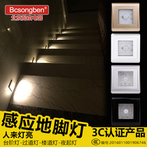 Type 86 human body induction embedded hotel stairway stepping step lamp wall night light LED floor lamp