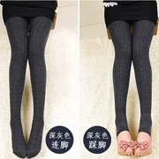 Thời trang thu đông đan quần legging, tai lúa mì, mặc bà bầu, nâng đỡ dạ dày, dẫm chân, chín quần, vớ, vớ