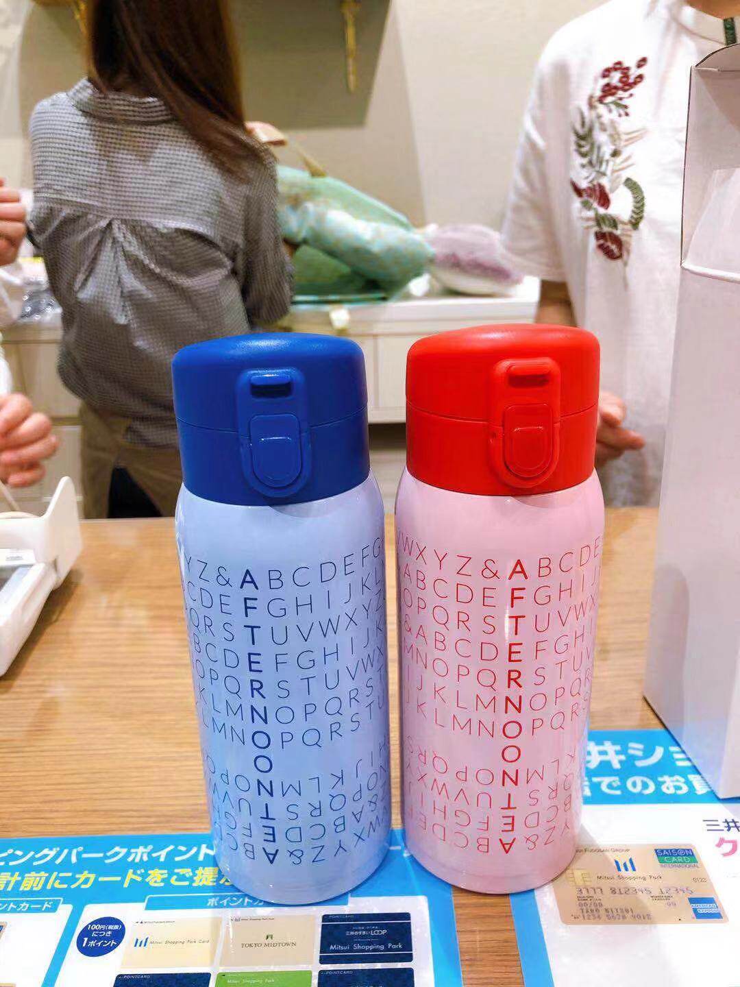 Spot Japan Homegrown Purchasing Afternoonttea Insulated Cup Letter Cup Two Color Couples Cup Hot Water Carry