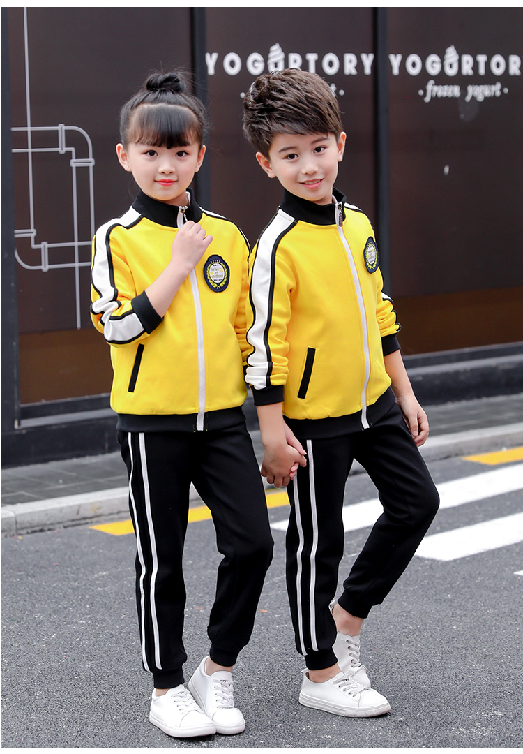 Dịch vụ làm vườn mẫu giáo ba mảnh mùa xuân và mùa thu tải quần áo thể thao gió Anh phục vụ nữ sinh lớp tiểu học vàng đồng phục học sinh mùa xuân đồ bé gái