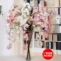2019 New handmade diy simulation plastic cherry blossom branches fake flower bouquet dried flower living room floor decoration decoration