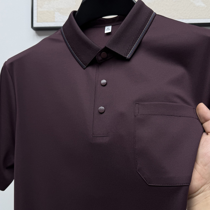 Men's Business Casual Short-Sleeved T-Shirt with Pockets, Cool and Comfortable Half-Sleeved Top, Polo Shirt, Solid Color Dad's T-Shirt Men's Business Casual Short-Sleeved T-Shirt with Pockets, Cool and Comfortable Half-Sleeved Top, Polo Shirt, Solid Color Dad's T-Shirt