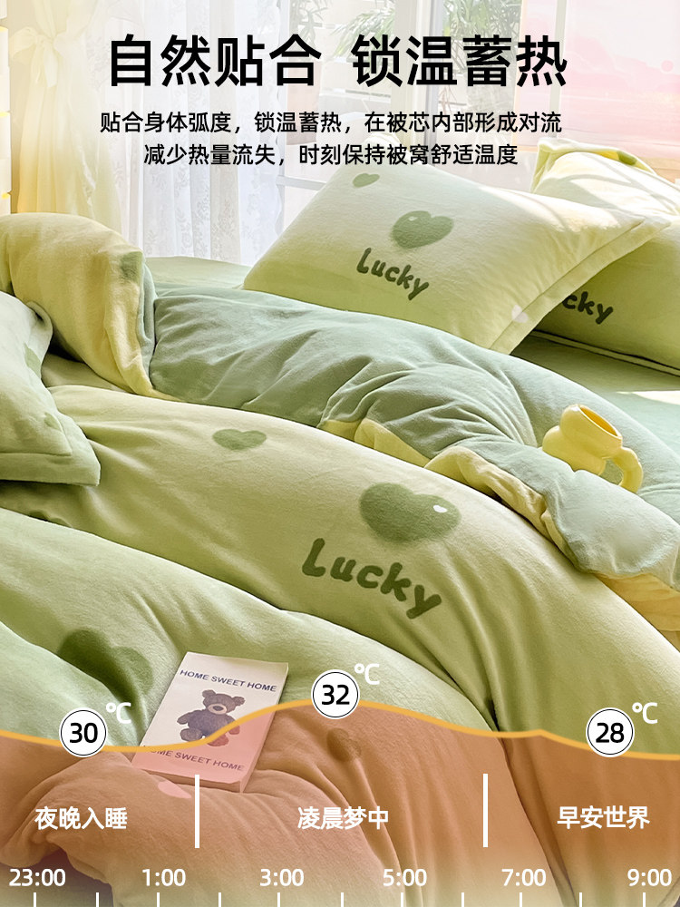 Winter Thickened Milk Velvet Four-Piece Bedding Set 2025 New Double-Sided Fleece Coral Fleece Bed Sheet Duvet Cover Three-Piece Set