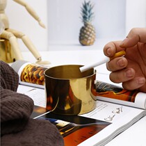 Gold ashtray 304 stainless steel ashtray ins restaurant bar drop-proof thickened ashtray custom logo