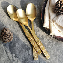 homein304 stainless steel Egyptian mythology relief pattern Western food spoon rice spoon long 21cm gold worth collecting