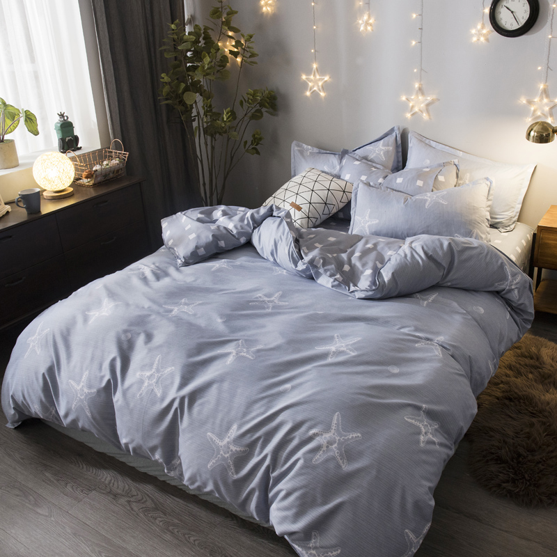 Bộ chăn ga gối đệm tối giản Bắc Âu Bộ bốn mảnh 1,5m nam và nữ sinh viên ký túc xá bộ ba mảnh 1,2 chăn drap gối nệm