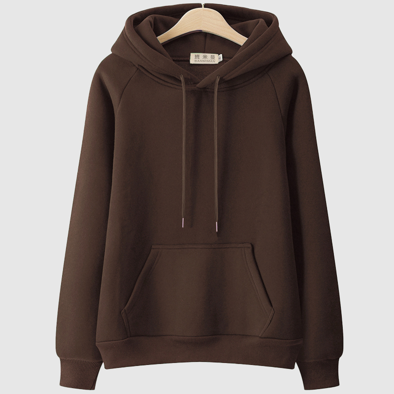 Spring and Autumn Women's Hooded Sweatshirt 2026 New Style Fleece-Lined Thickened Coffee Color Popular Loose Large Size Age-Reducing Autumn and Winter Jacket