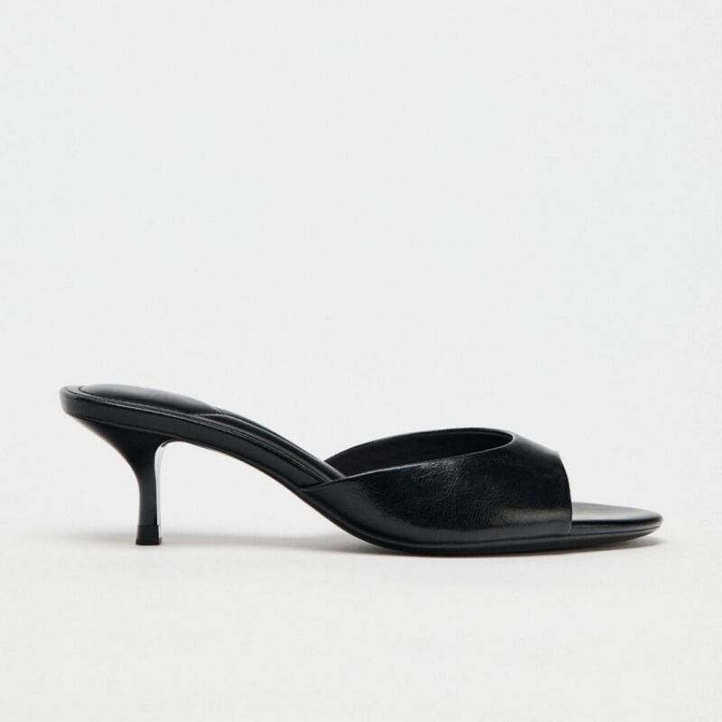 Za2026 Summer New Style Black Kitten Heel Mules Slip-On Sandals for Women, Outdoor Wear, Stiletto Open-Toe Sandals Za2026 Summer New Style Black Kitten Heel Mules Slip-On Sandals for Women, Outdoor Wear, Stiletto Open-Toe Sandals