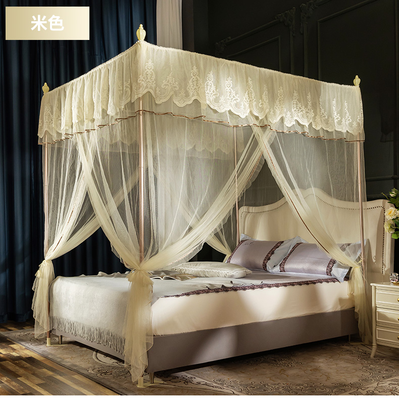 Hengyuanxiang 1,8m giường ba cửa mở lưới hạ cánh hộ gia đình mã hóa dày mới lưới đỏ tài khoản 1,8x2.0 mét - Lưới chống muỗi màn treo giường ngủ