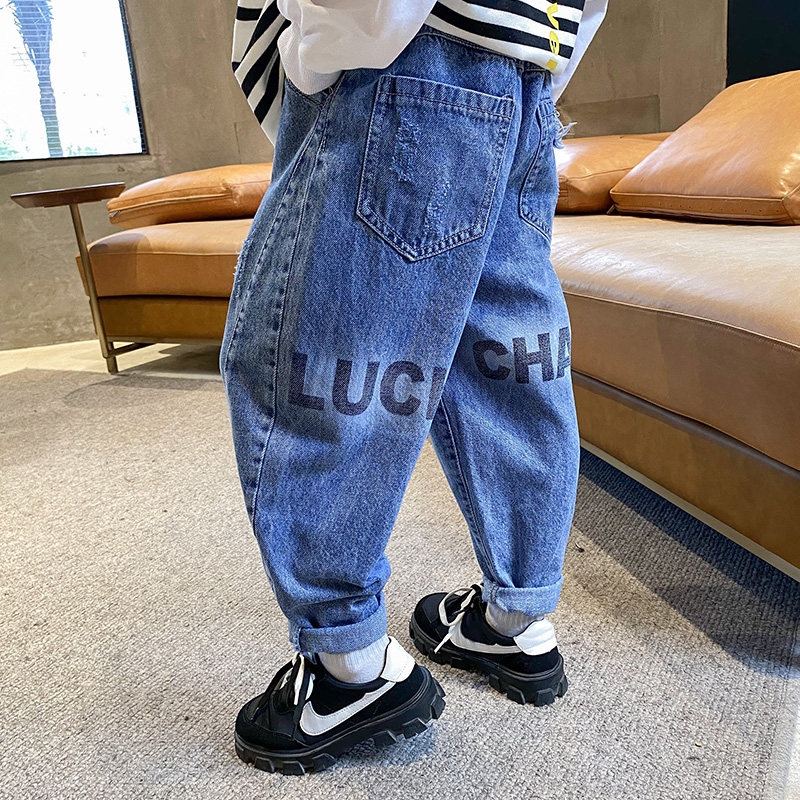 Boy jeans 2022 Autumn fit new children's pants CUHK Scout pants boy Spring and autumn in handsome fashion Chaochio