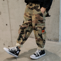 Boys camouflage pants 2021 autumn zhong da tong overalls chun qiu kuan children pants boy autumn casual pants-music of the tide