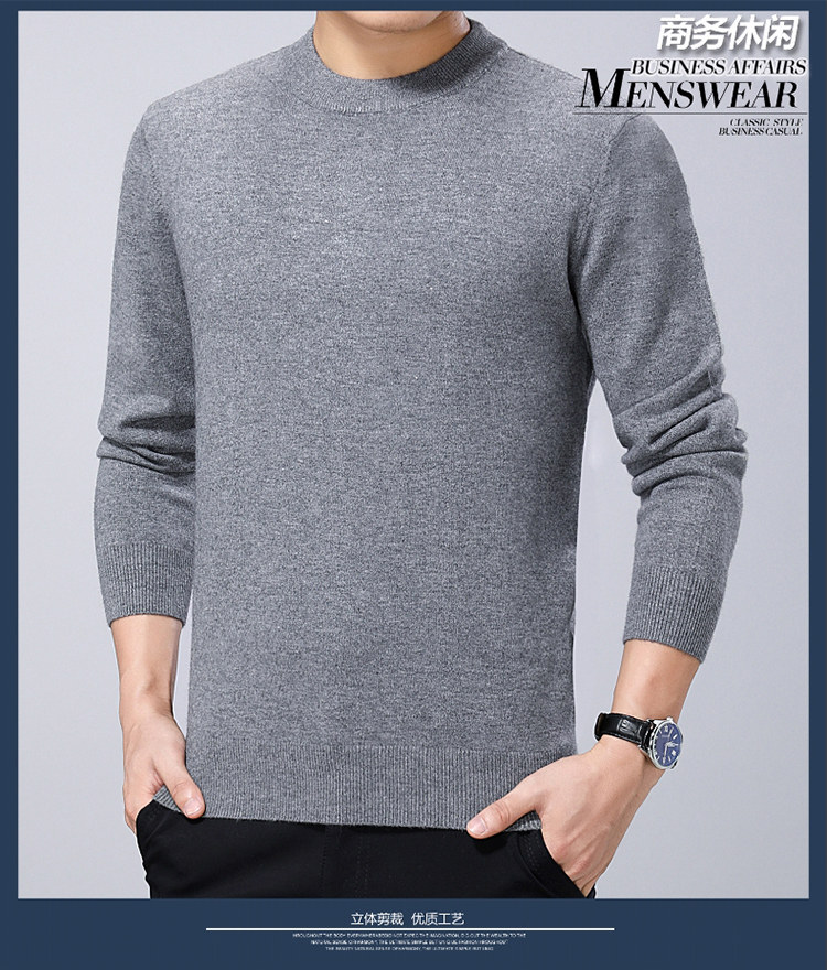 Mùa đông của nam giới áo len kích thước lớn không có khả năng bóng cashmere áo len vòng cổ áo thun dày ấm cũ trung niên cha nạp