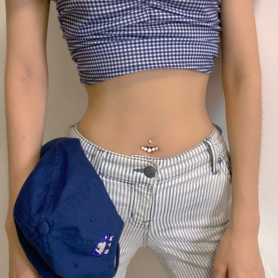 Umbilical nail Umbilical ring Sterling silver navel nail female European and American sexy puncture navel jewelry hypoallergenic new opal